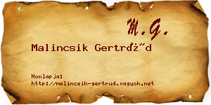 Malincsik Gertrúd névjegykártya